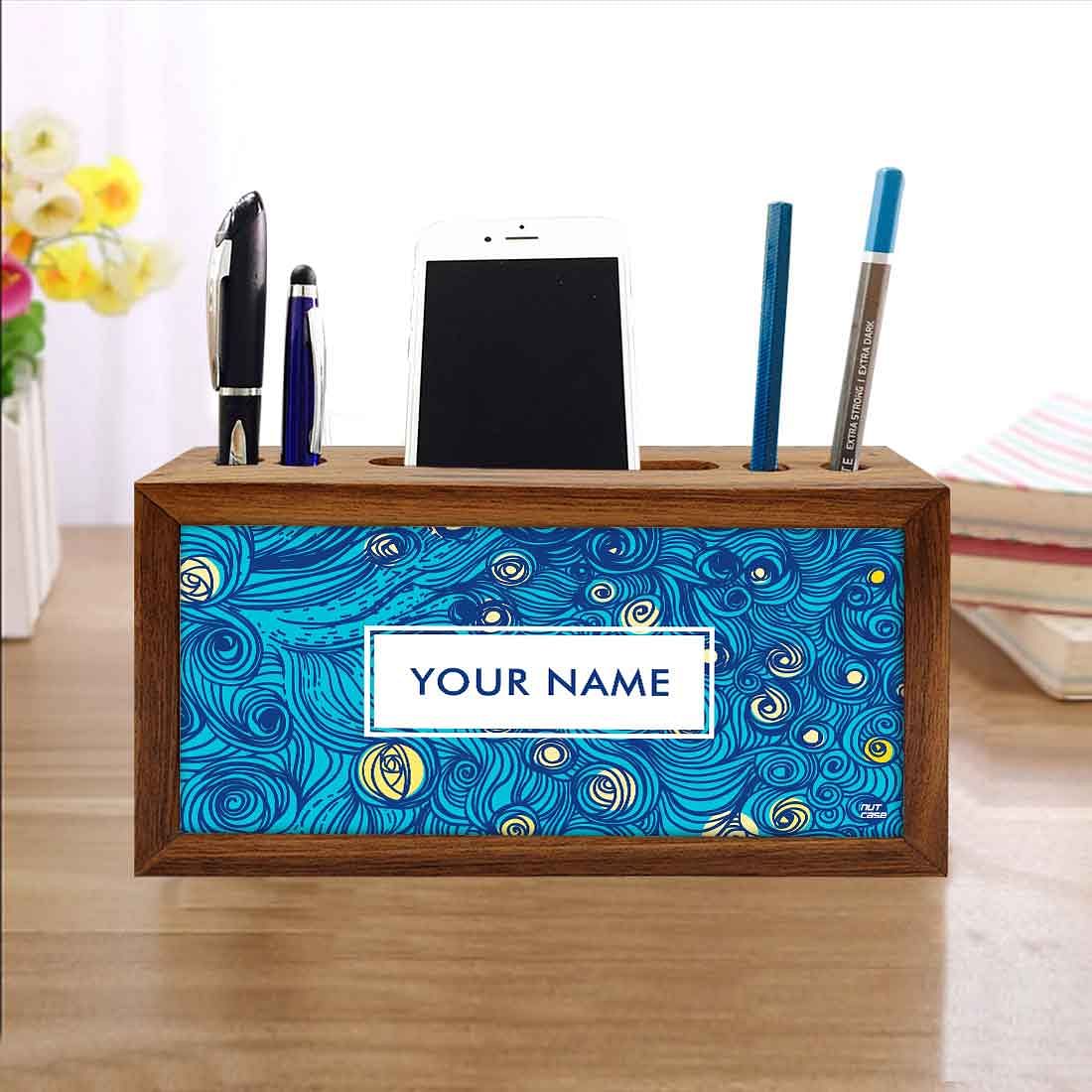 Customized Wooden Pen Stand for Office - Starry Starry Night Nutcase