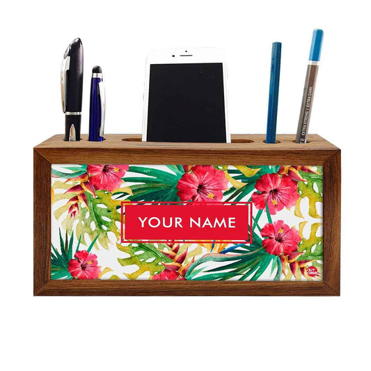 Customized Wood desk accessories - Hibiscus and Leaf Nutcase