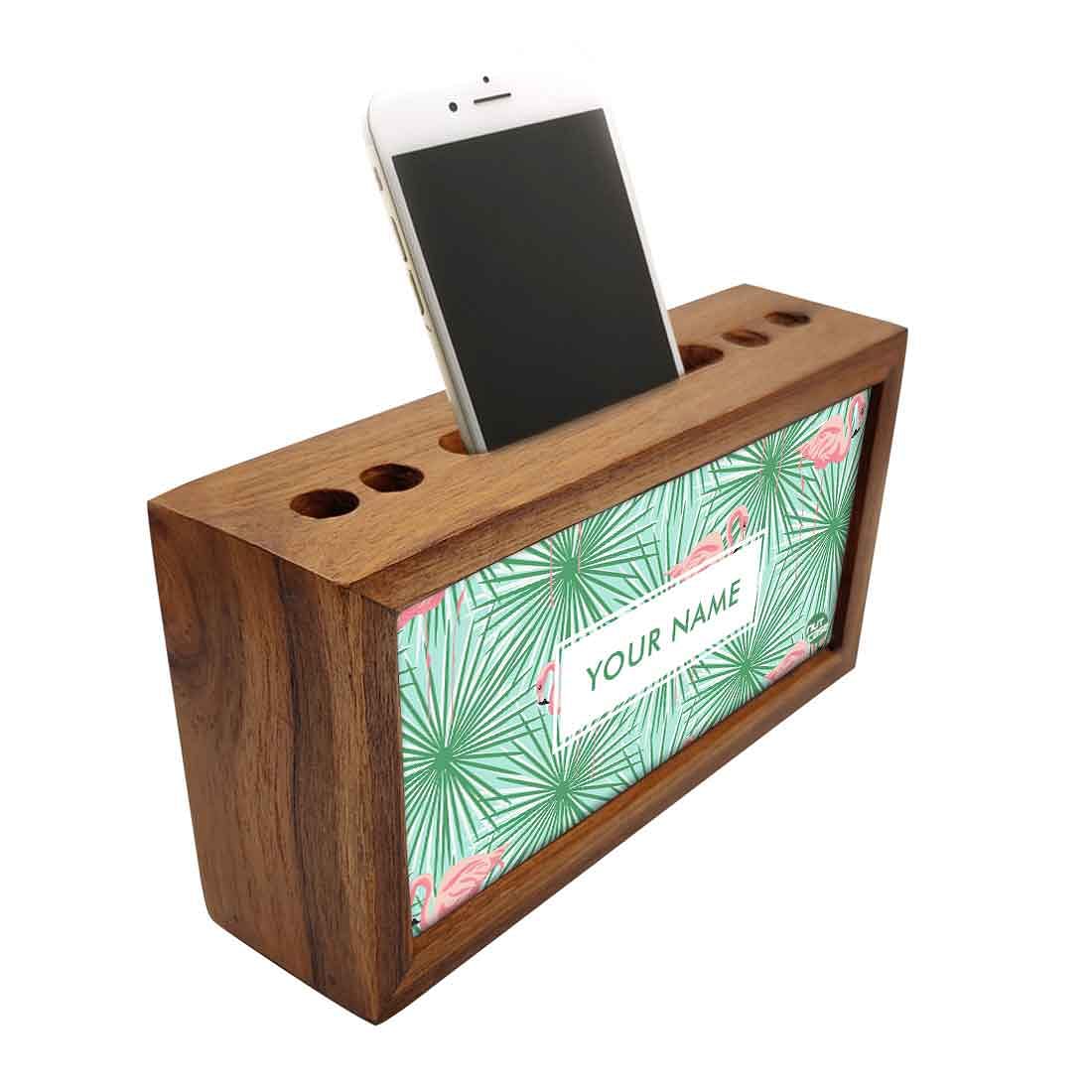 Custom-Made Wooden desk caddy - Flamingo Nutcase