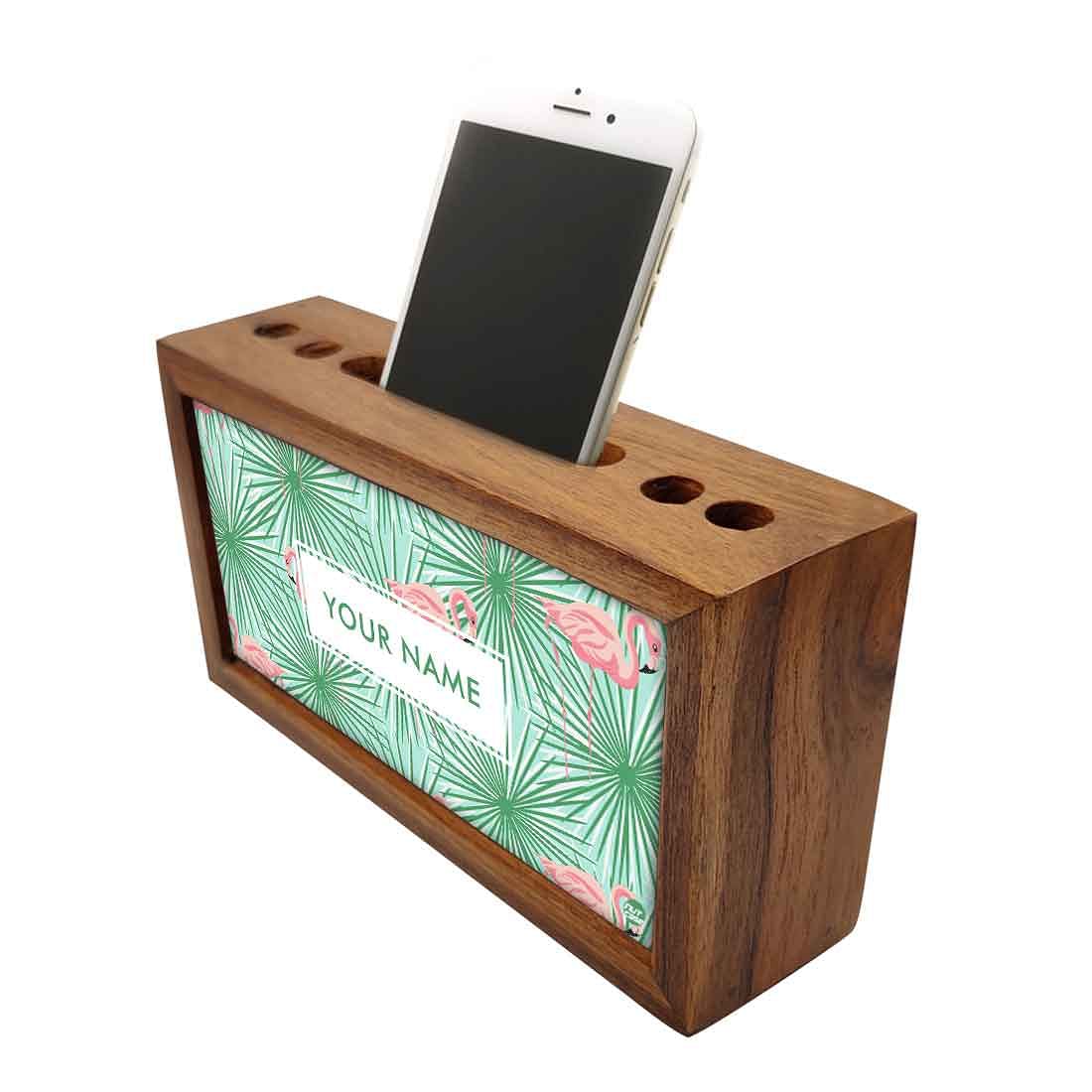 Custom-Made Wooden desk caddy - Flamingo Nutcase