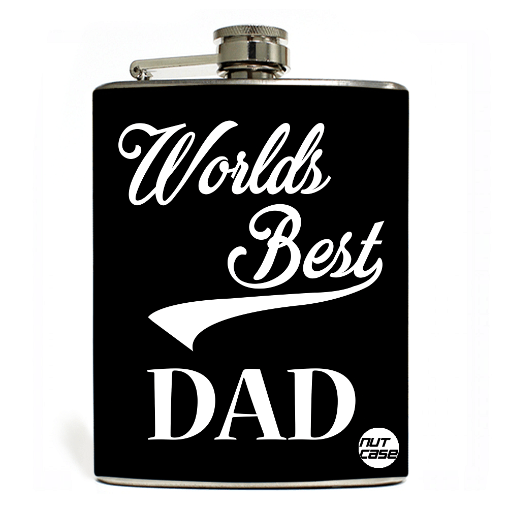 Hip Flask  -  FATHERS DAY  - World Best Day Retro - Black Nutcase