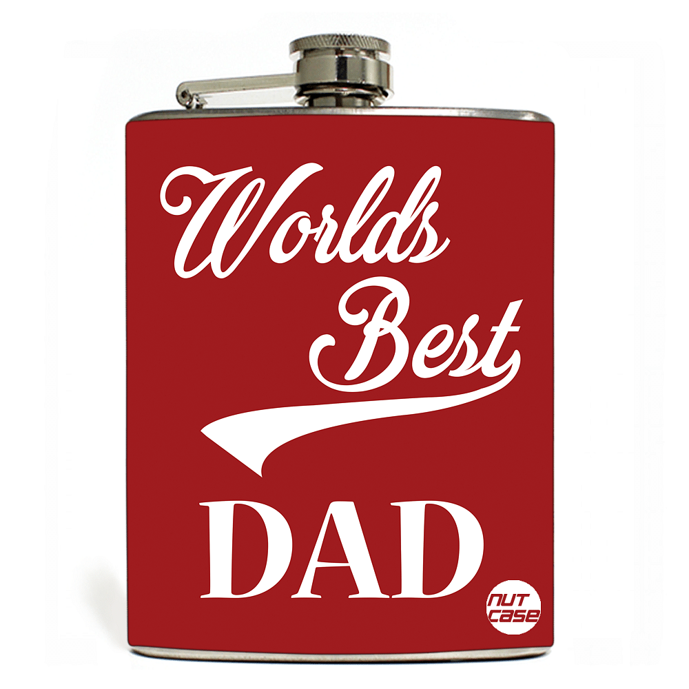 Hip Flask  -  FATHERS DAY  - World Best Day Retro - Red Nutcase