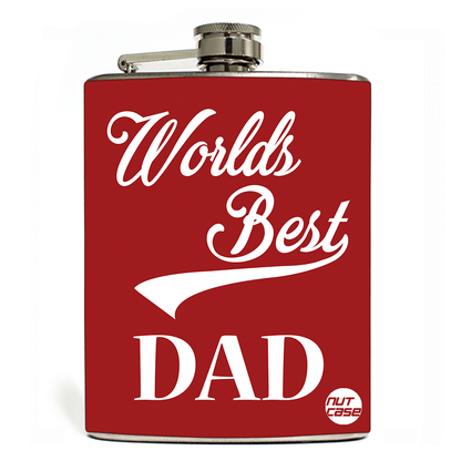 Hip Flask  -  FATHERS DAY  - World Best Day Retro - Red Nutcase