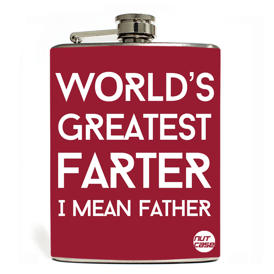 Hip Flask  -  FATHERS DAY  - World's Greatest Farter - Red Nutcase