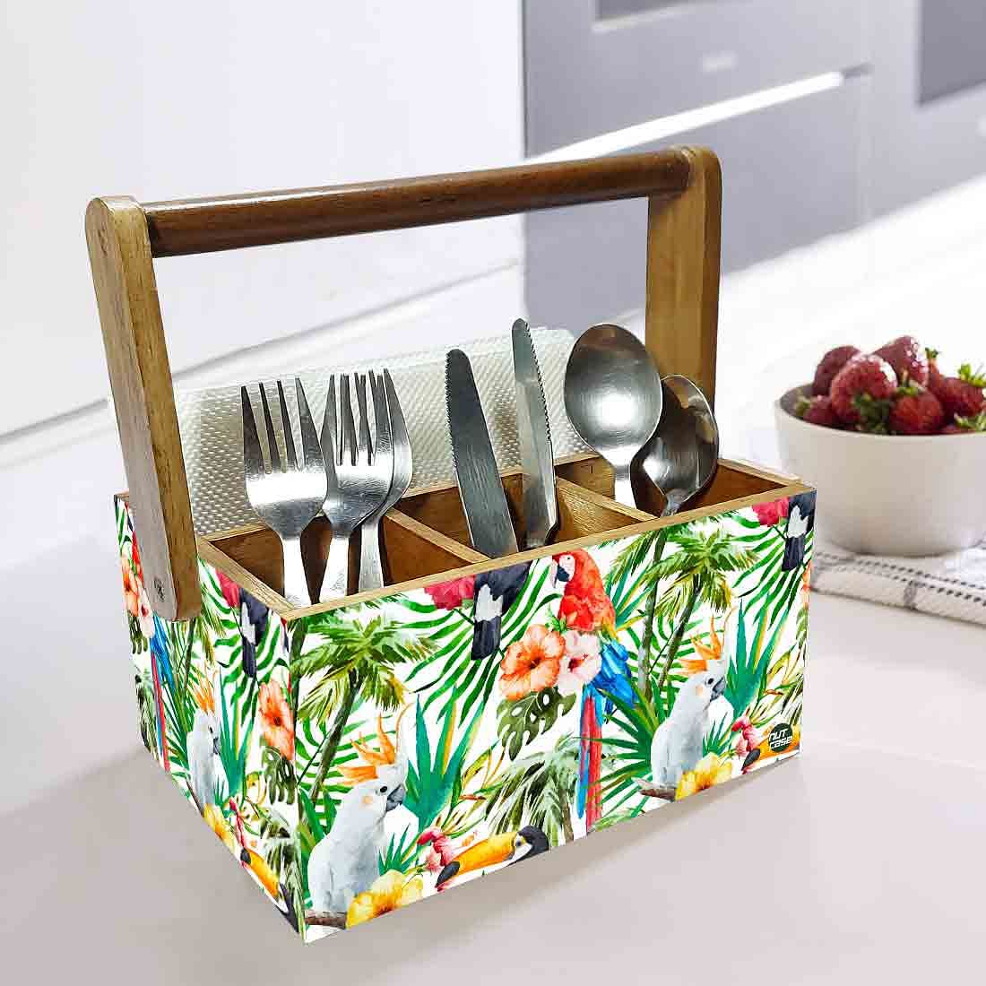 Tissue Paper Holder for Table Spoons Forks Organizer - Parrots Nutcase