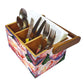 Cutlery Holder for Table Stand With Handle Spoons Napkin Organizer - Floral Nutcase