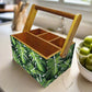 Wooden Cutlery Holder Spoon Fork Stand for Kitchen Organizer - Monstera Leaves Nutcase