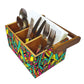 Wooden Cutlery Stand for Dining Table with Handle - Multicolor Feathers Nutcase