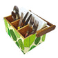 Cutlery Stand Holder for Dining Table Spoons Napkin Organizer - Green Leaves Nutcase