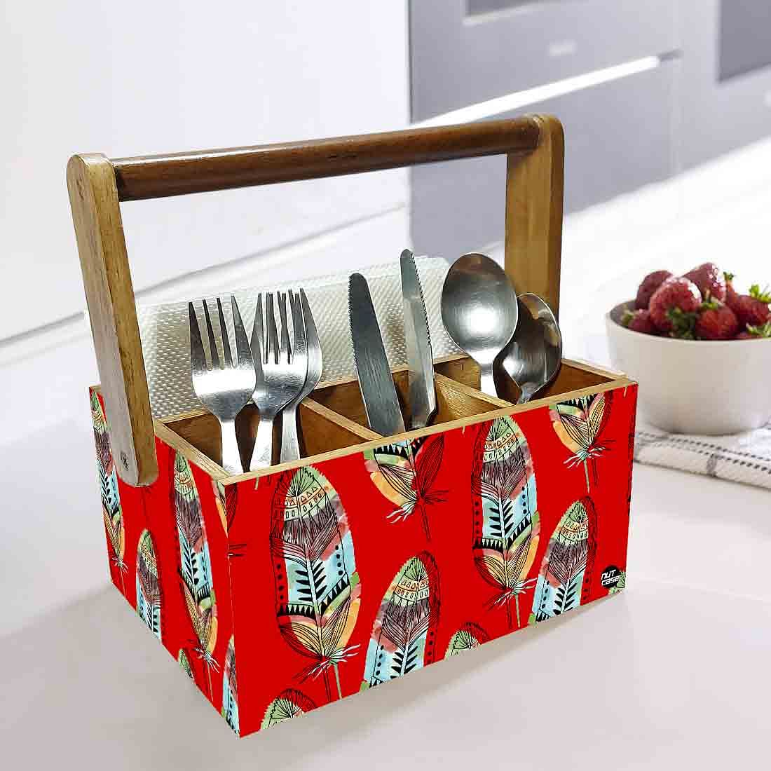 Silverware Cutlery Stand Holder for Spoons Tissue & Knives - Feathers Nutcase