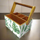 Cutlery Box for Storage Wooden Holder With Handle - Drops Leaves Nutcase