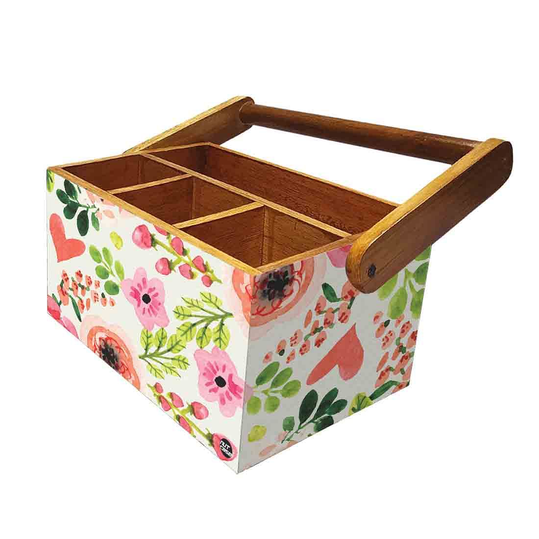 Classy Wooden Cutlery Holder for Dinning Table Organizer - Baby Flowers Nutcase