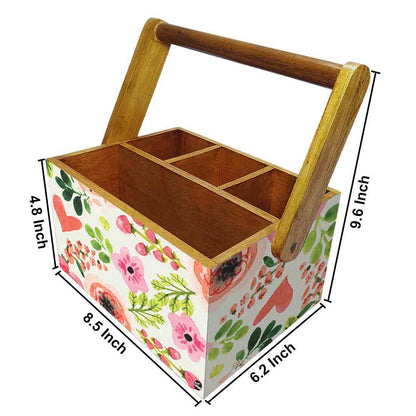 Classy Wooden Cutlery Holder for Dinning Table Organizer - Baby Flowers Nutcase