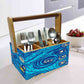 Spoon and Fork Holder With Handle for Kitchen Organizer - Blue Illusion Nutcase