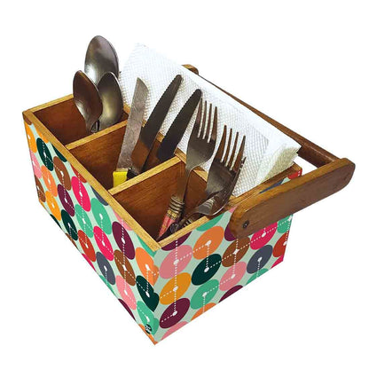 Wooden Tissue Stand for Table Spoons Forks Knives Organizer - Mapping Design Nutcase