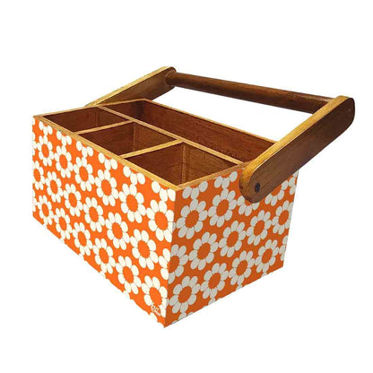 Cutlery Stand for kitchen Big Size Holder With Handle - Orange Flower Nutcase