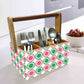 Tissue Paper Holder for Table With Handle Napkin Spoons Stand - Floral Nutcase