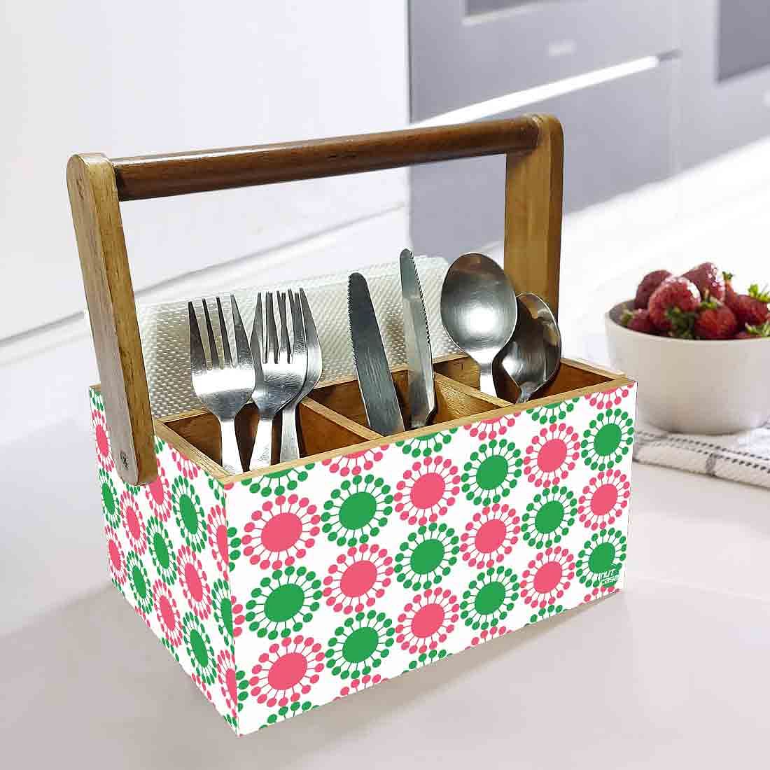 Tissue Paper Holder for Table With Handle Napkin Spoons Stand - Floral Nutcase