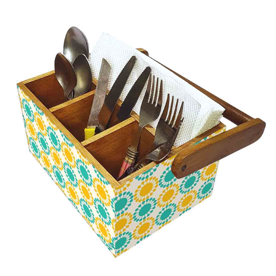 Cutlery Tissue Holder for Table With Handle Kitchen Organizer - Floral Nutcase