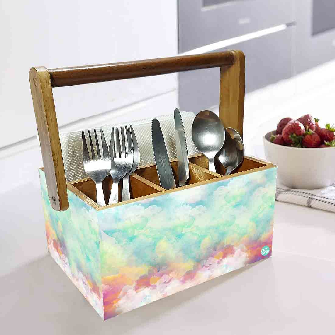 Cutlery Tissue Holder for Dining Table Spoons Knives Organizer - Watercolor Nutcase