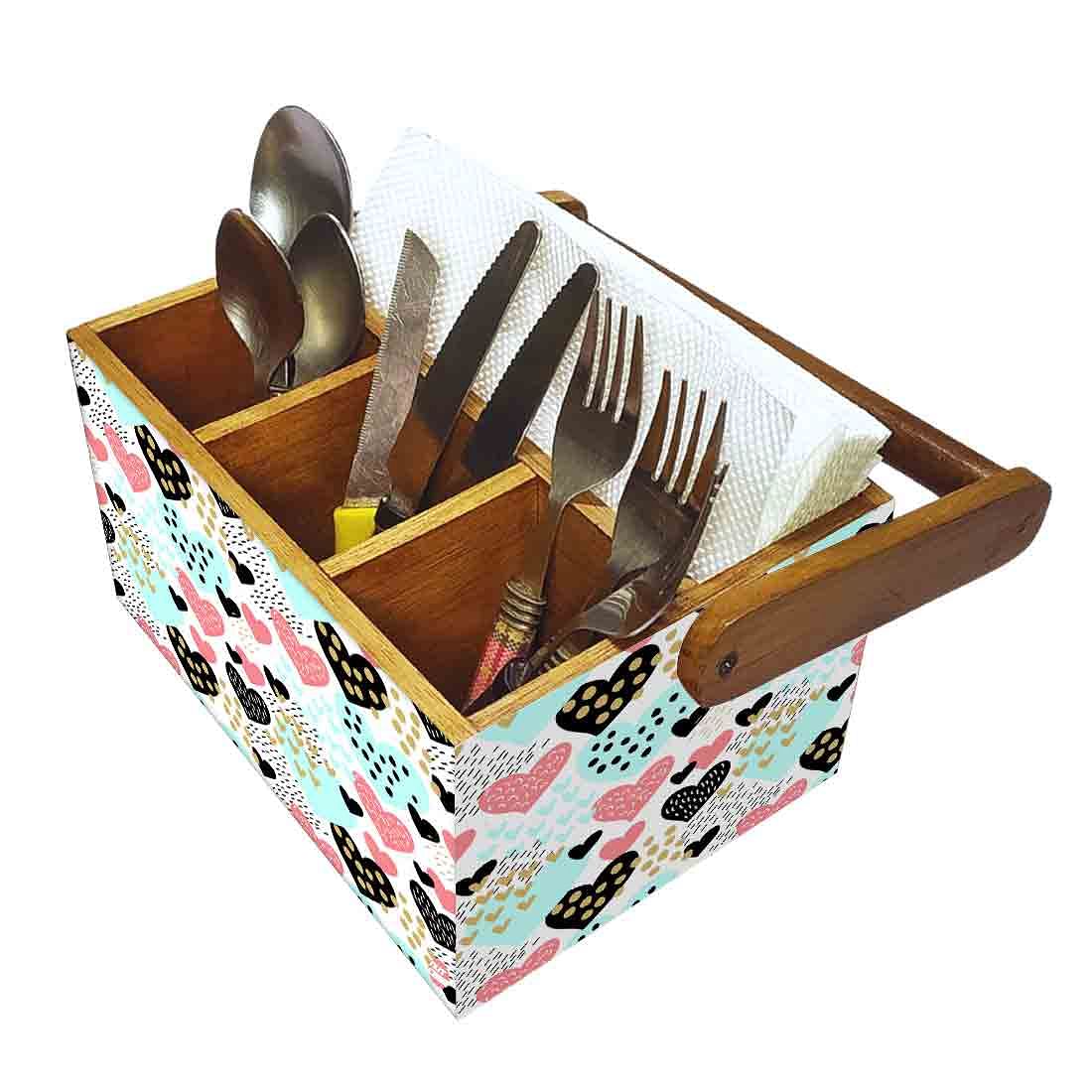 Cutlery Holder Big Size With Handle Tissue Napkin Spoon Rack - Hearts Nutcase