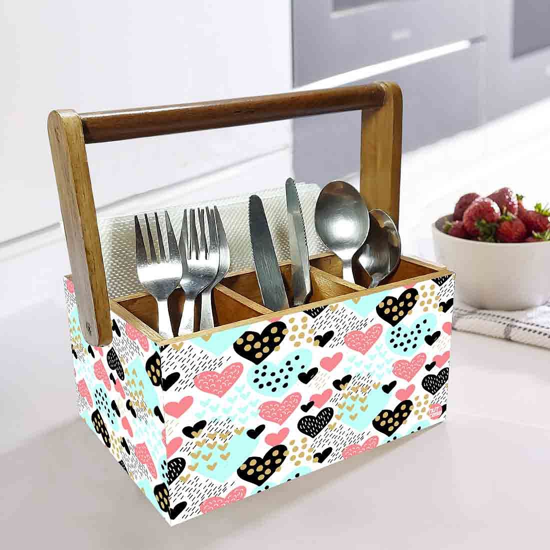 Cutlery Holder Big Size With Handle Tissue Napkin Spoon Rack - Hearts Nutcase