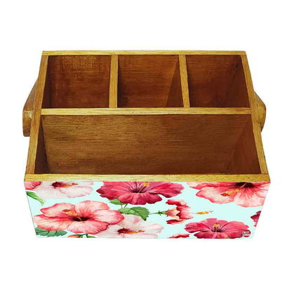 Cutlery and Tissue Holder With Handle for Dining Table Organizer - Hibiscus Nutcase