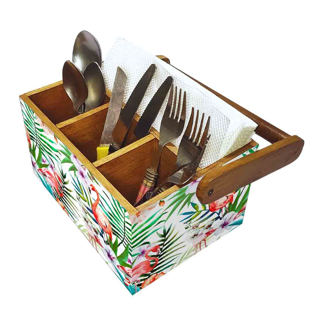 Cutlery Stand for Dining Table Forks Knives & Spoons Organizer - Swan and Leaves Nutcase