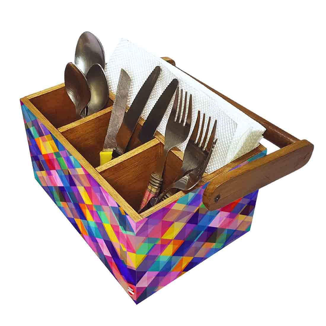 Spoon Holder Stand for Kitchen Organizer Knives & Forks - Multicolor Checks Nutcase