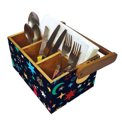 Spoon Stand for Dining Table Forks & Knives Organizer - Stars and Moon Nutcase