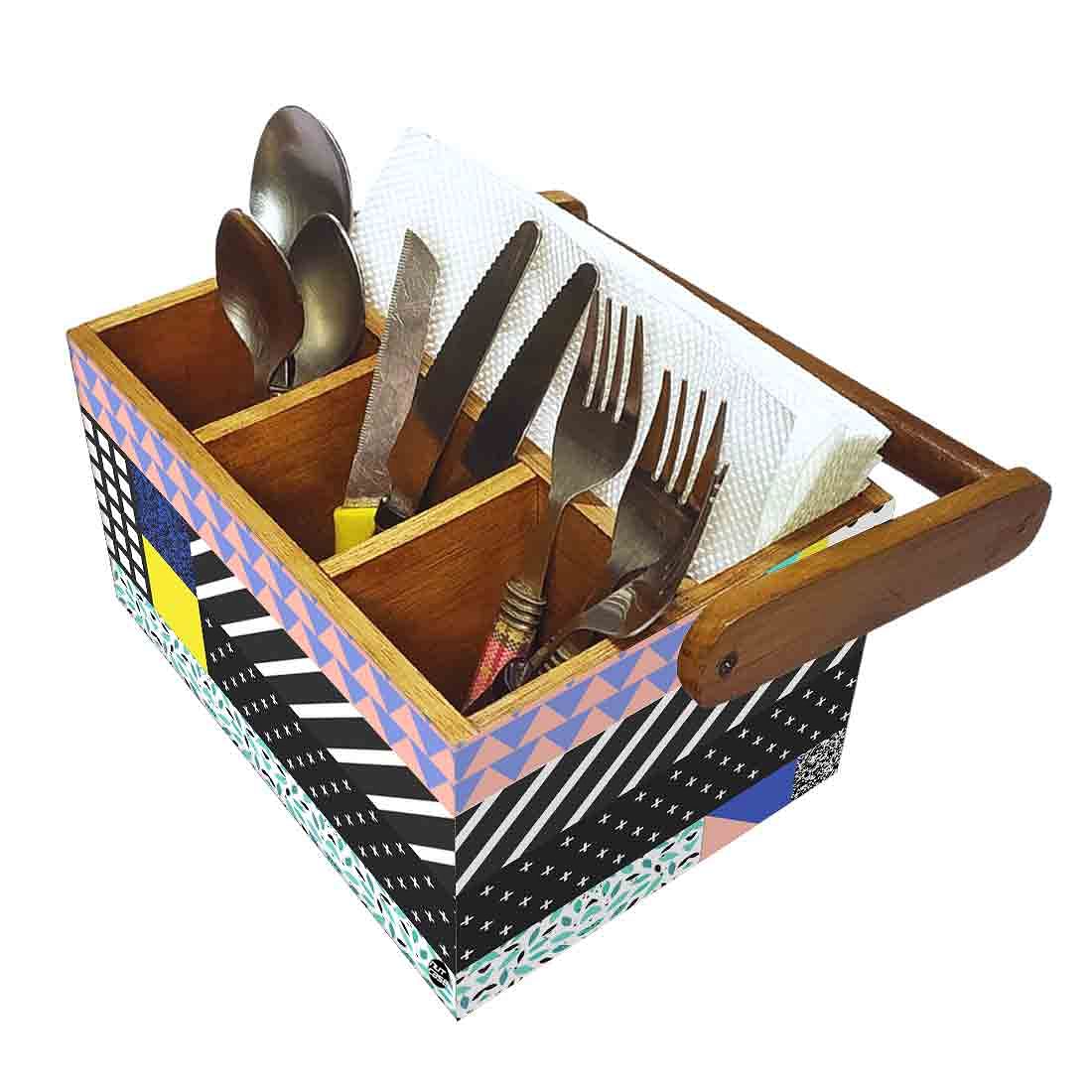 Kitchen Spoon Holder for Dining Table Organizer With Handle - Box Pattern Nutcase