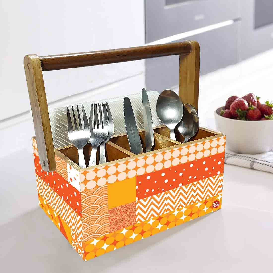 Tissue and Cutlery Holder for kitchen Organizer With Handle - Box Pattern Nutcase