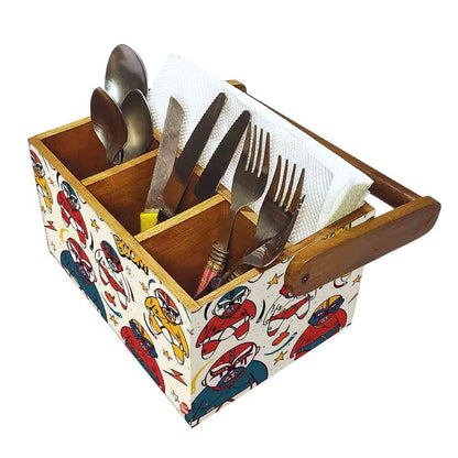 Wooden Cutlery Rack for Dining Table With Handle Napkin Stand -  Boom Nutcase