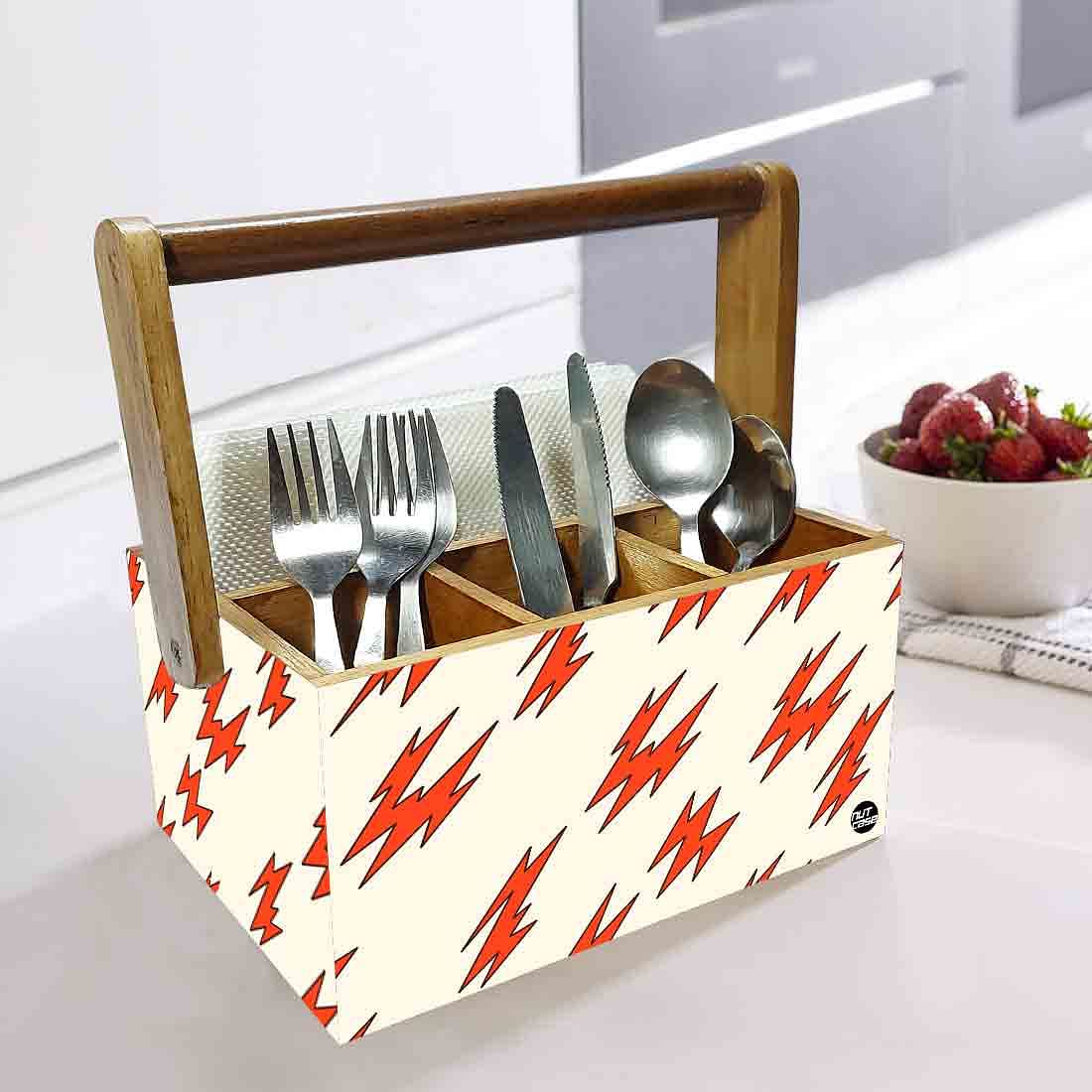 Spoon Stand for Dining Table Forks Knives Tissue Organizer - Red Flash Nutcase