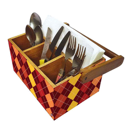 Cutlery Stand for Dining Table Spoons Forks Tissue Organizer - Hexa Pattern Nutcase