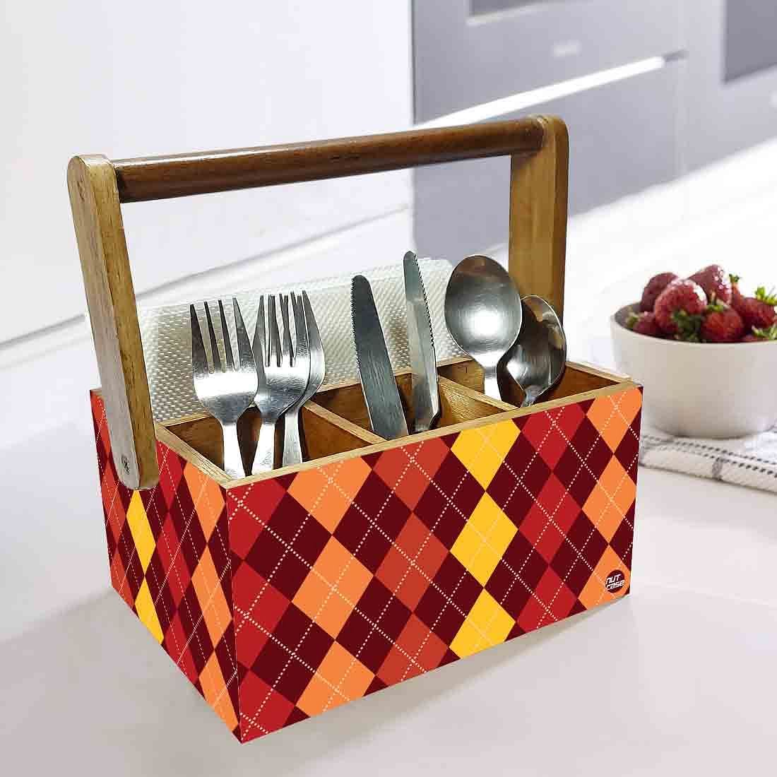 Cutlery Stand for Dining Table Spoons Forks Tissue Organizer - Hexa Pattern Nutcase