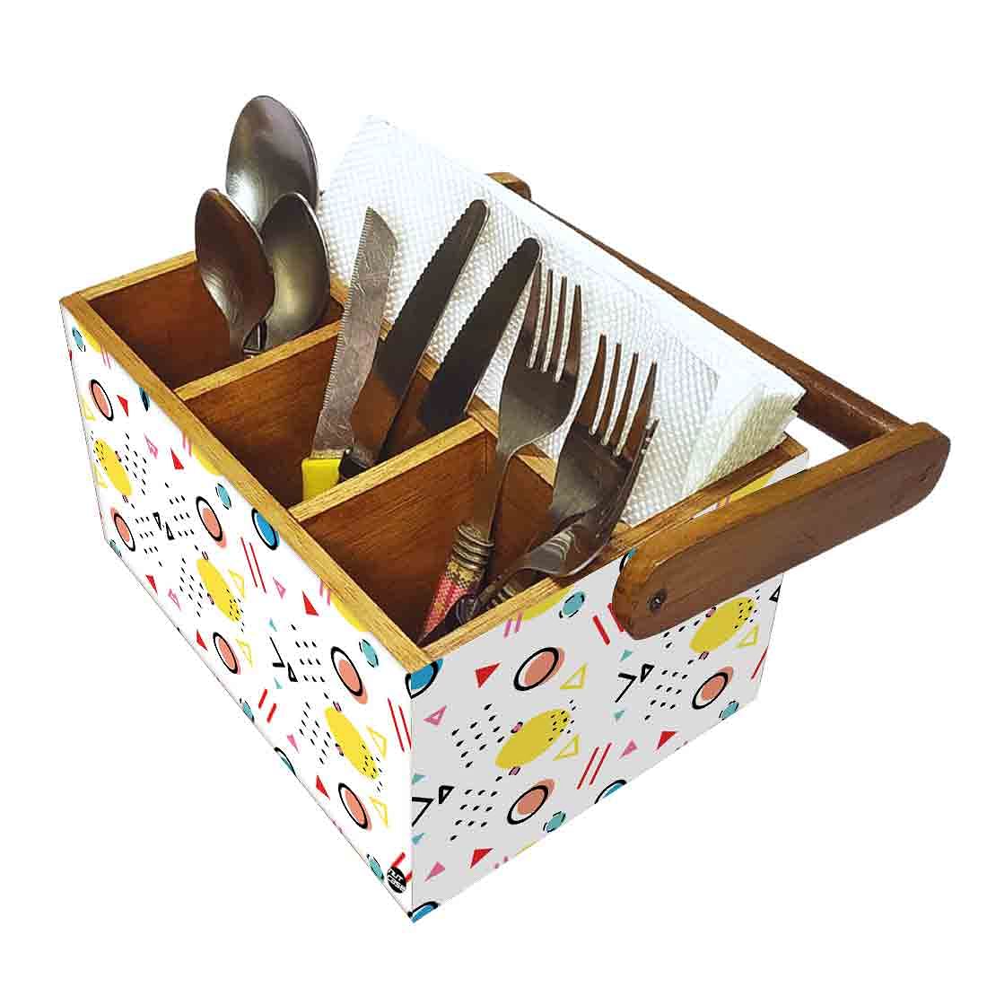 Cutlery Holder With Handle for Table Spoon Organizer Stand - Geometrical Circles Nutcase