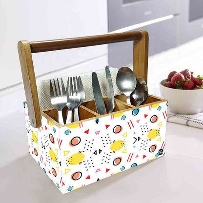 Cutlery Holder With Handle for Table Spoon Organizer Stand - Geometrical Circles Nutcase