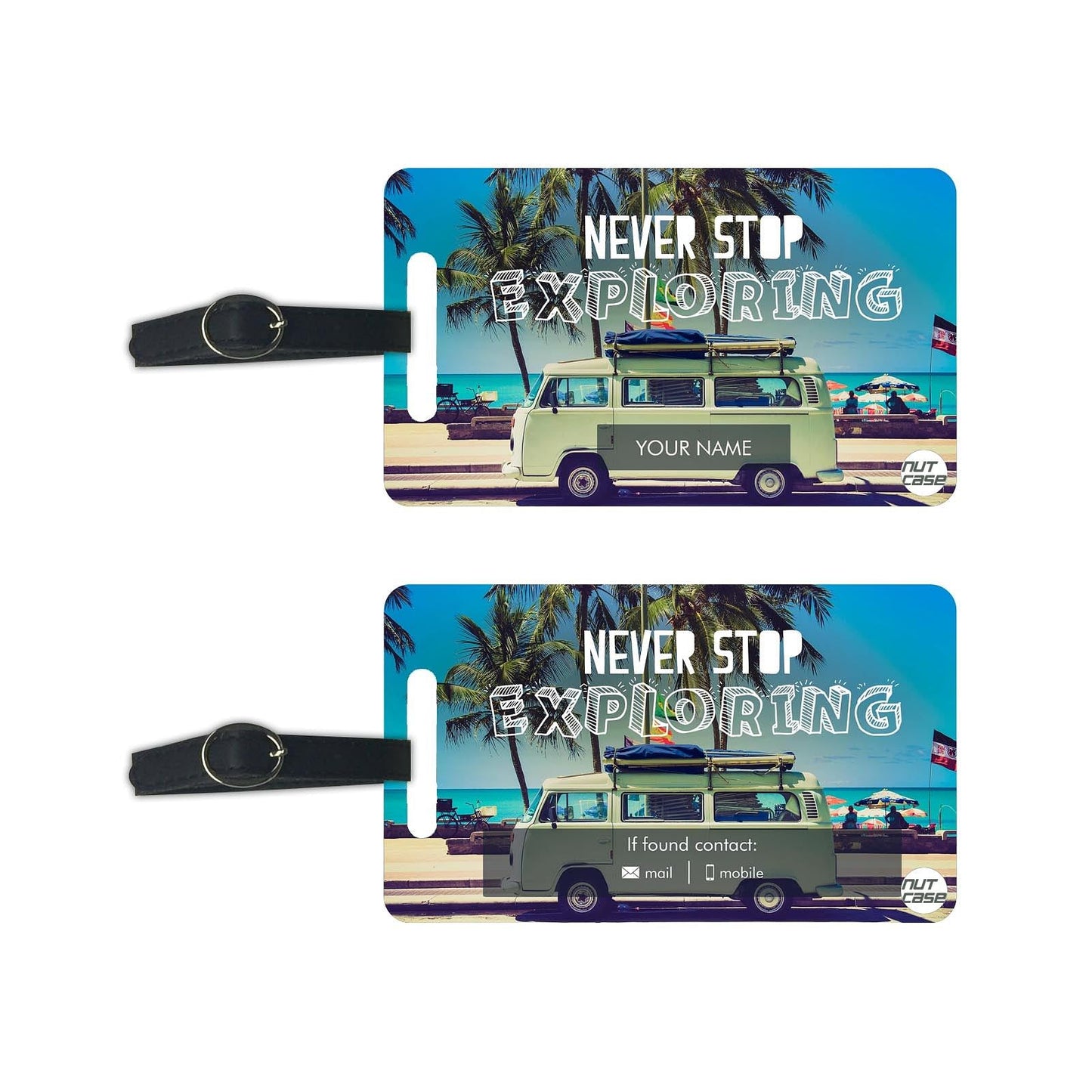 New Personalized Luggage Baggage Tag - Add your Name - Set of 2 Nutcase