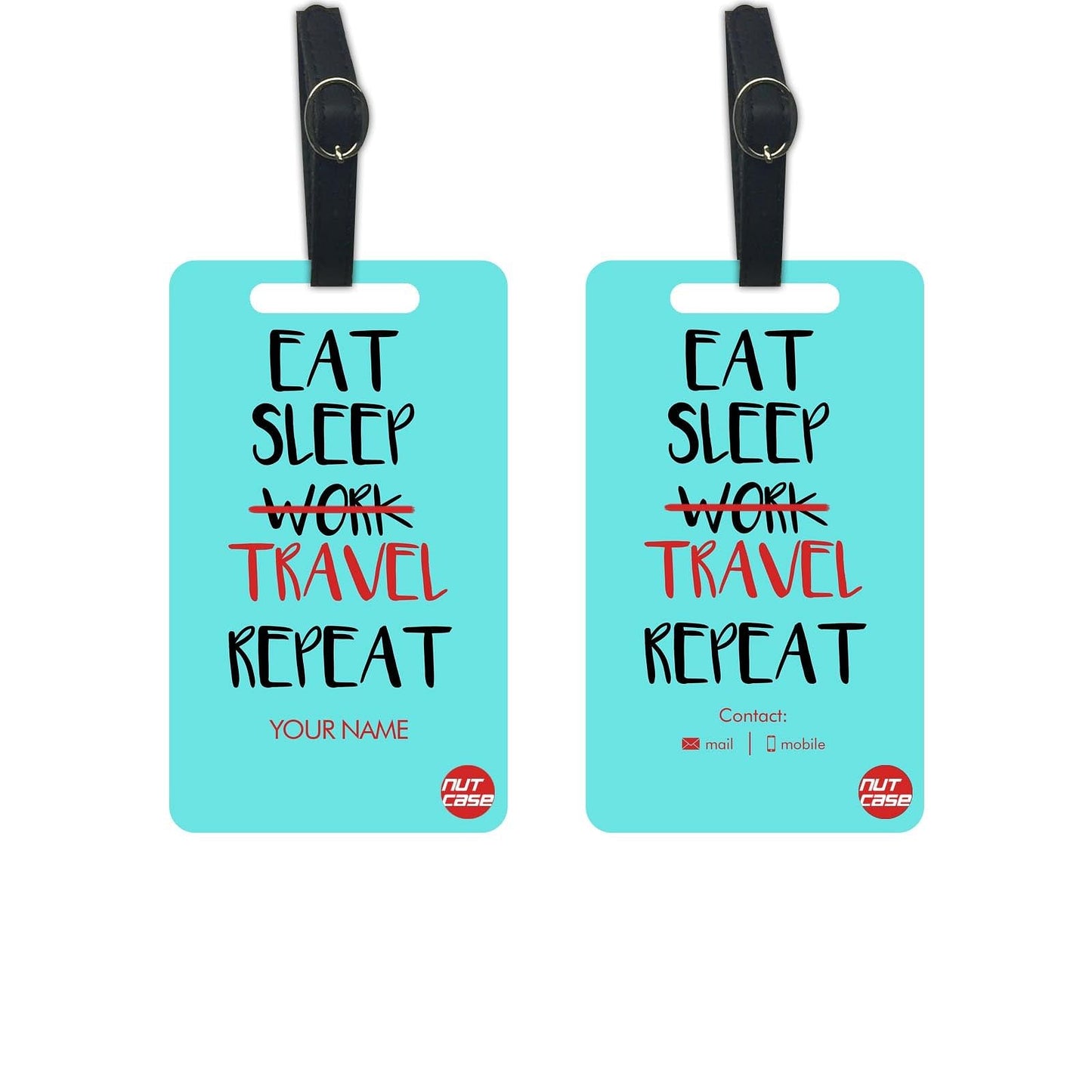 Small Custom-Made Luggage Tags - Add your Name - Set of 2 Nutcase