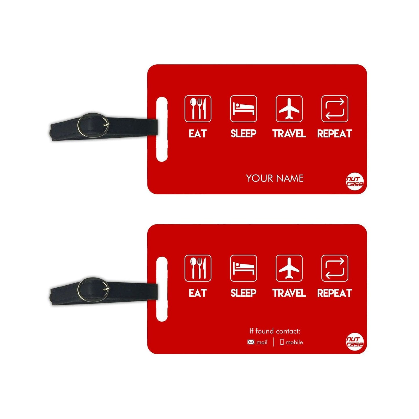 Customized Small Luggage Tags - Add your Name - Set of 2 Nutcase