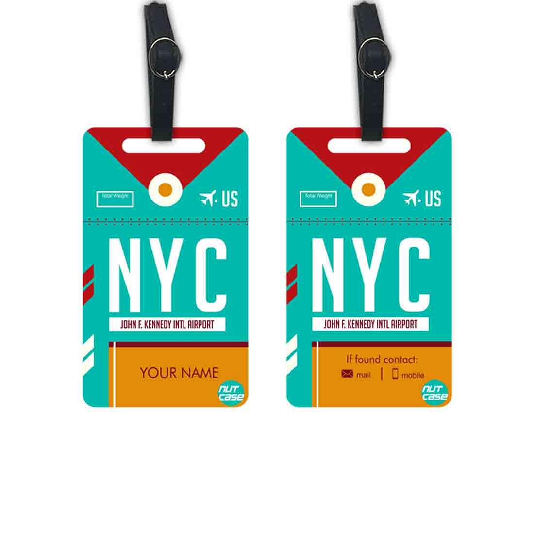 Personalized Travel Luggage Tag for Men - Add your Name - Set of 2 Nutcase