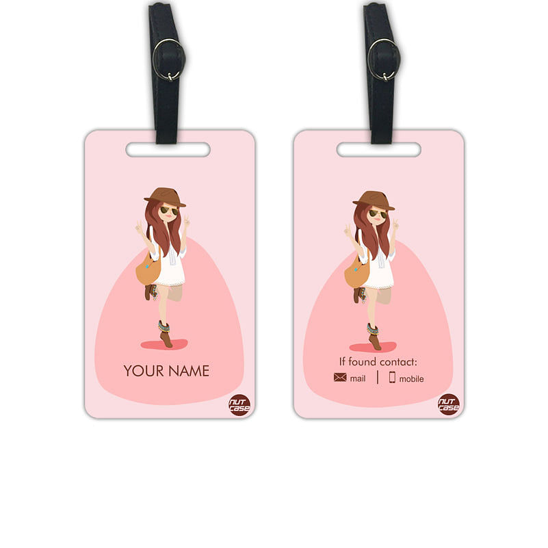 Customized Luggage Tags for Girls Add your Name - Set of 2 Nutcase