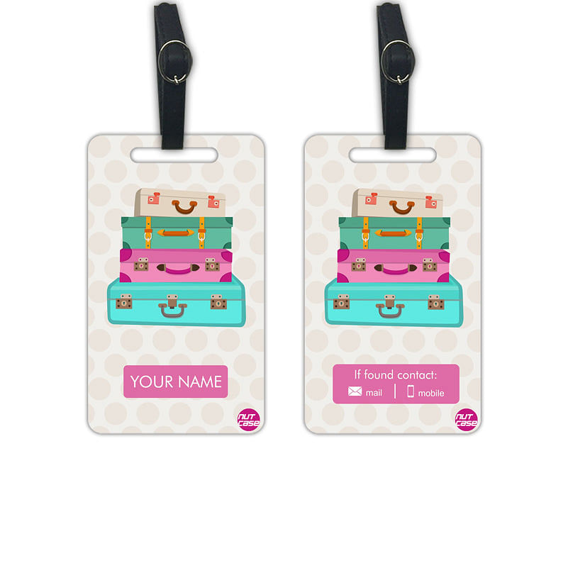 Custom Cool Luggage Tag Baggage Tags with your Name - Set of 2 Nutcase
