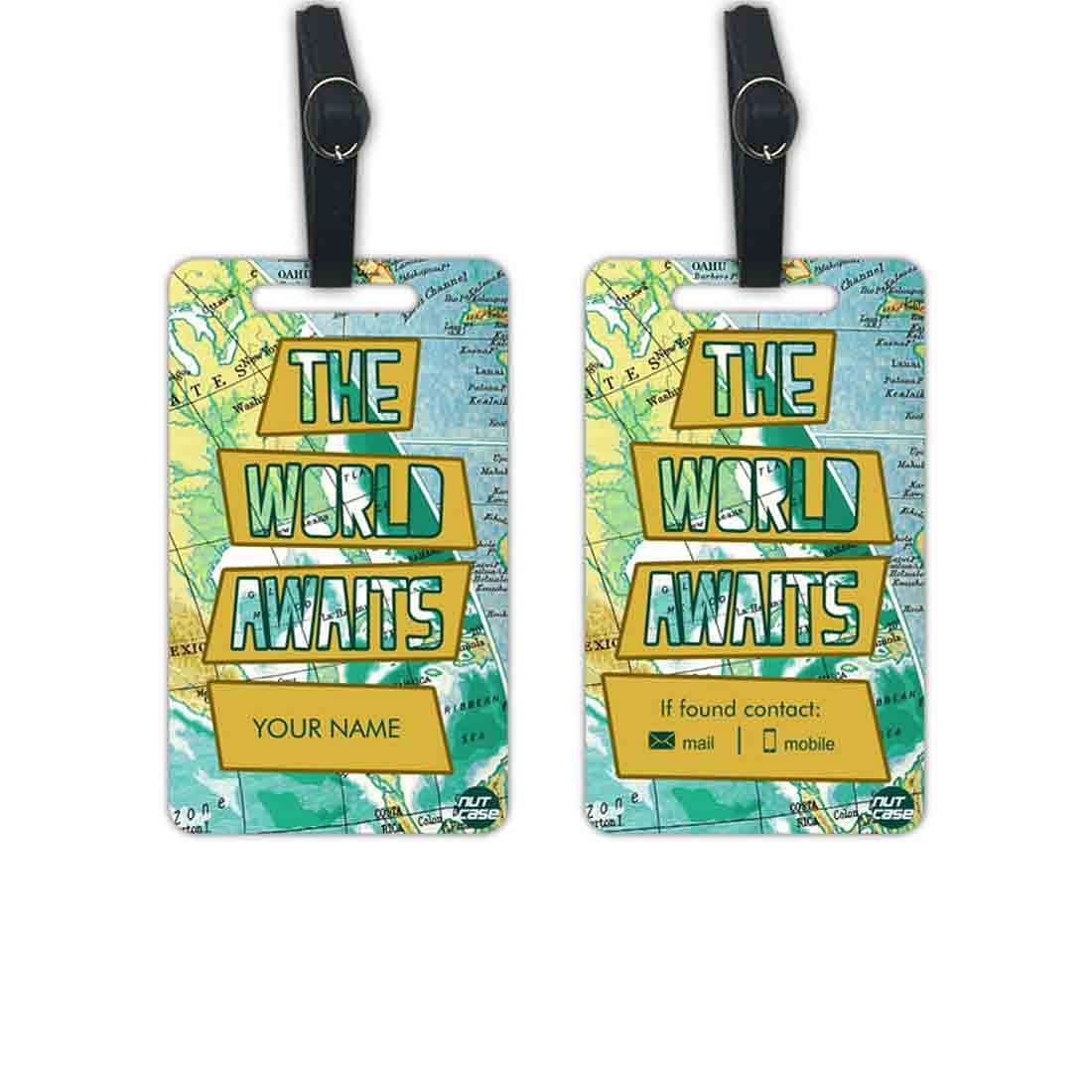 Customized Travel Leather Luggage Tags - Add your Name - Set of 2 Nutcase