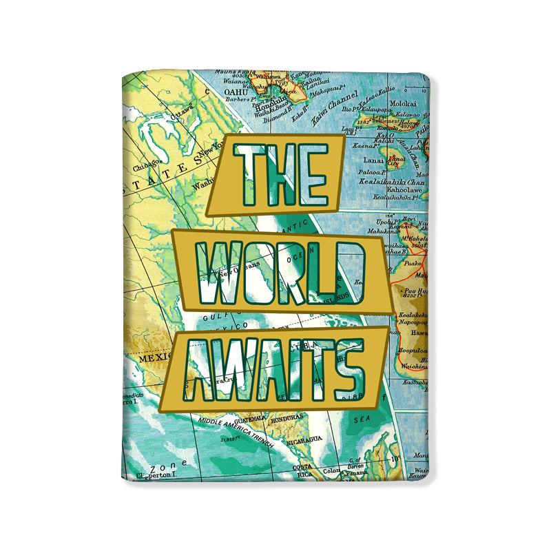 Passport Cover Holder Travel Case With Luggage Tag - The World Awaits Nutcase