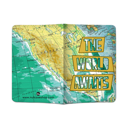 Passport Cover Holder Travel Case With Luggage Tag - The World Awaits Nutcase