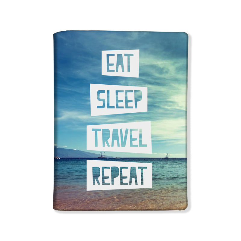 Passport Cover Holder Travel Case With Luggage Tag - Eat Sleep Travel Repeat Nutcase