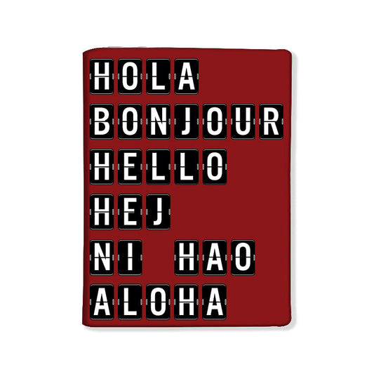 Designer Passport Cover - Hola Bonjour Red Nutcase