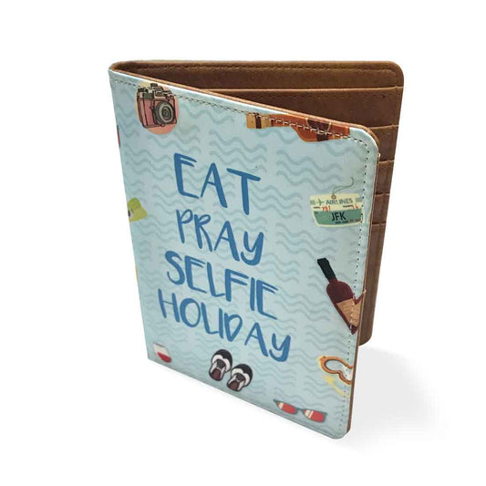 Passport Cover Wallet Travel Accessory - Eat Pray Selfie Holiday Nutcase